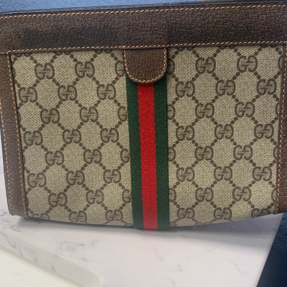 Gucci Beige and Brown Pouch